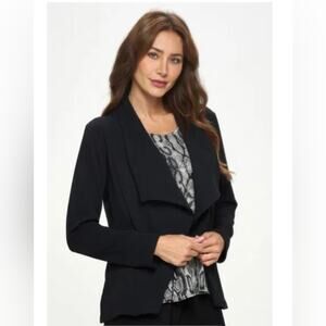 Liverpool Asymmetrical Drape Knit Stretch Pockets Black Blazer Women's Size L